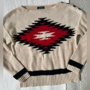 Ralph Lauren Cream Southwestern Knit Sweater